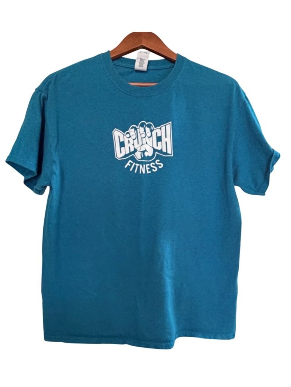 Crunch Fitness T-Shirt Size Large Blue White Logo Casual Fitness Gym Wear